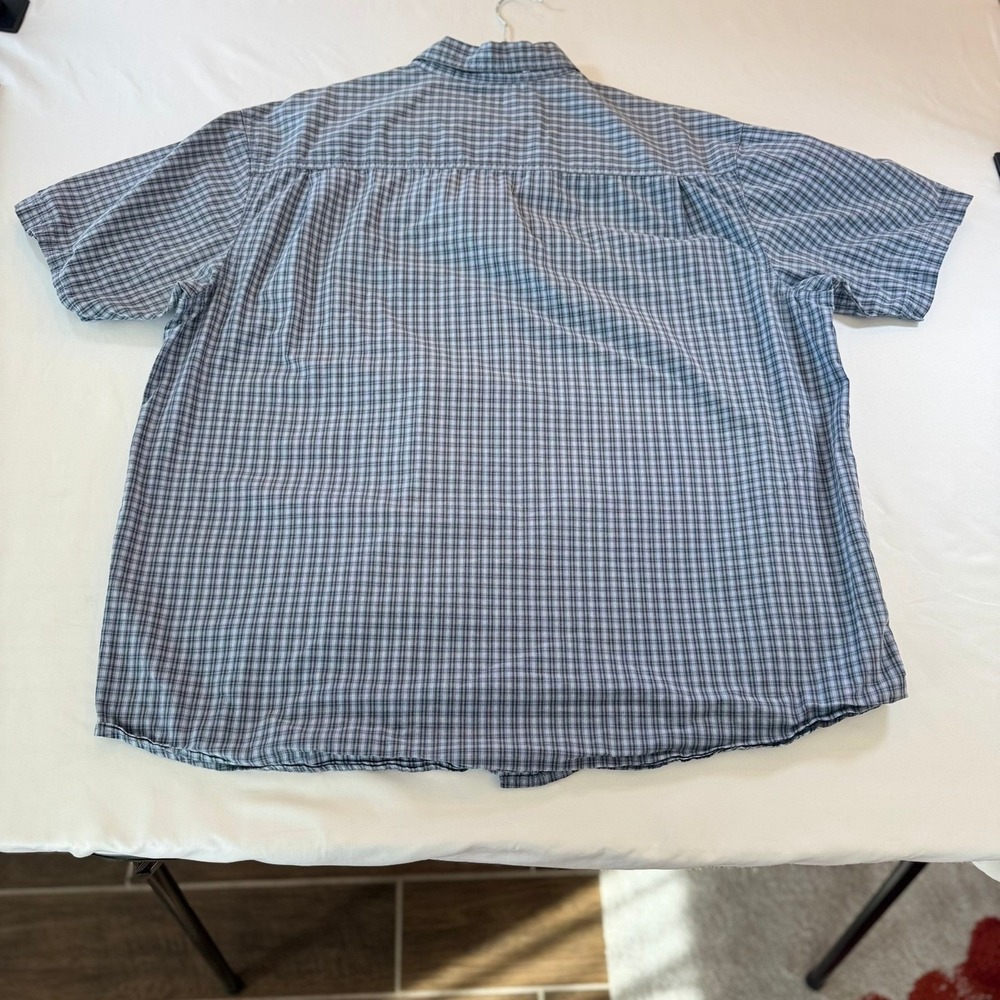 Wolverine Mens XXL Blue Brown Plaid Short Sleeve Cotton Button Down Work Shirt